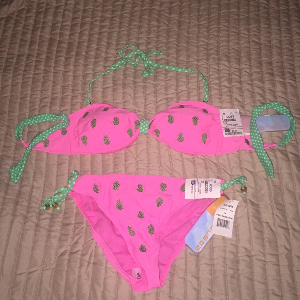 Pink and green pineapple two piece